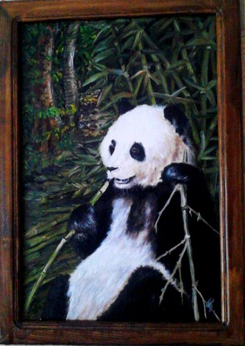 панда в бамбуке