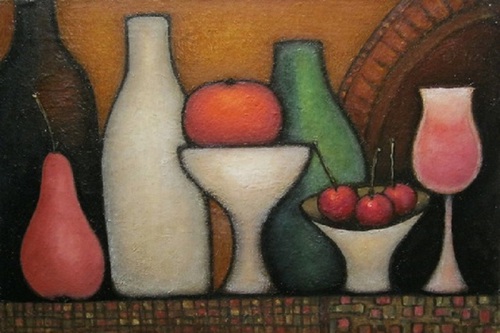 Натюрморт с вазами и фруктами