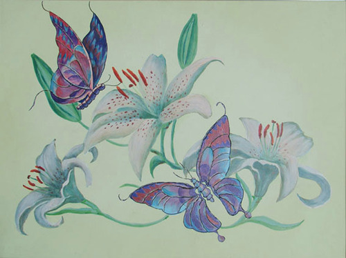 Лилии и бабочки