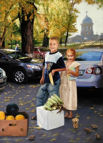 Молдавские дети зарабатывают на учёбу в школе. Продавц