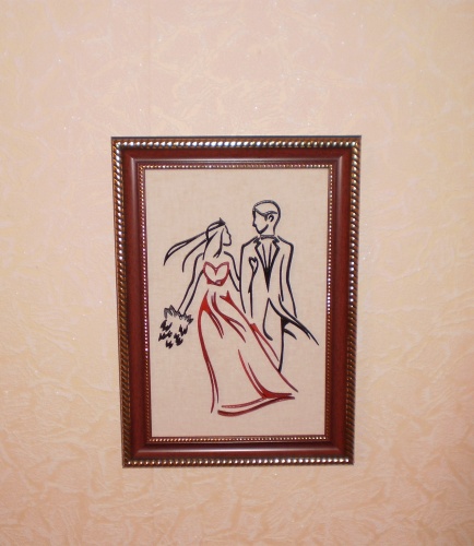 Картина из дерева "Свадьба"