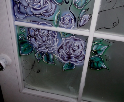 Рисуем Цветы на стекле 3 )