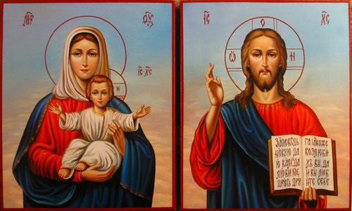 Венчальные иконы «Богородица Леушинская и Господь Все